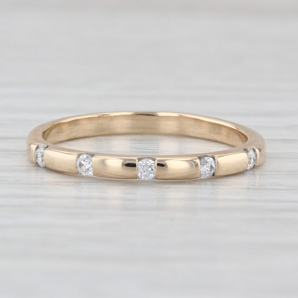 0.10ctw Diamond Dots Ring 10k Yellow Gold Stackable Wedding Band Size 7.5