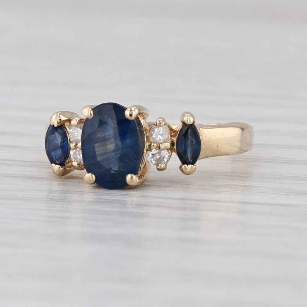 1.21ctw Oval Blue Sapphire Diamond Ring 14k Yellow Gold Size 4.75
