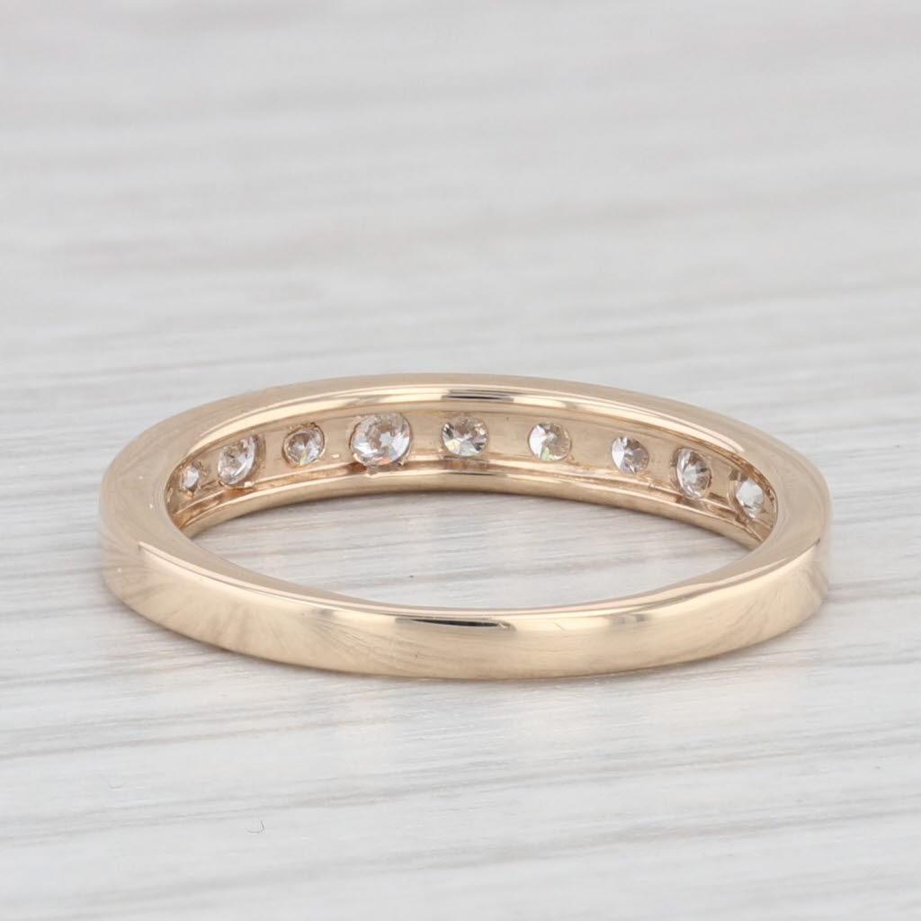 Light Gray 0.30ctw Diamond 14K Yellow Gold Wedding Band Stackable Ring Size 6