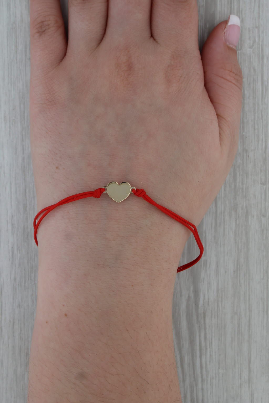 New Heart Adjustable Red Chord Bracelet 14k Yellow Gold