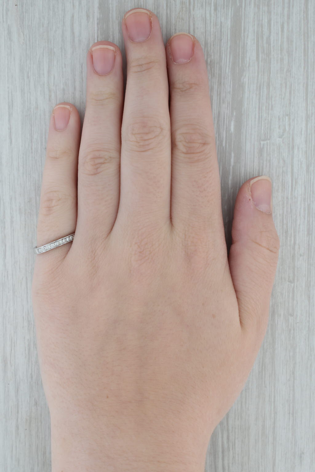 Dark Gray 0.27ctw Diamond Wedding Band 14k White Gold Size 7.5 Stackable Anniversary Ring