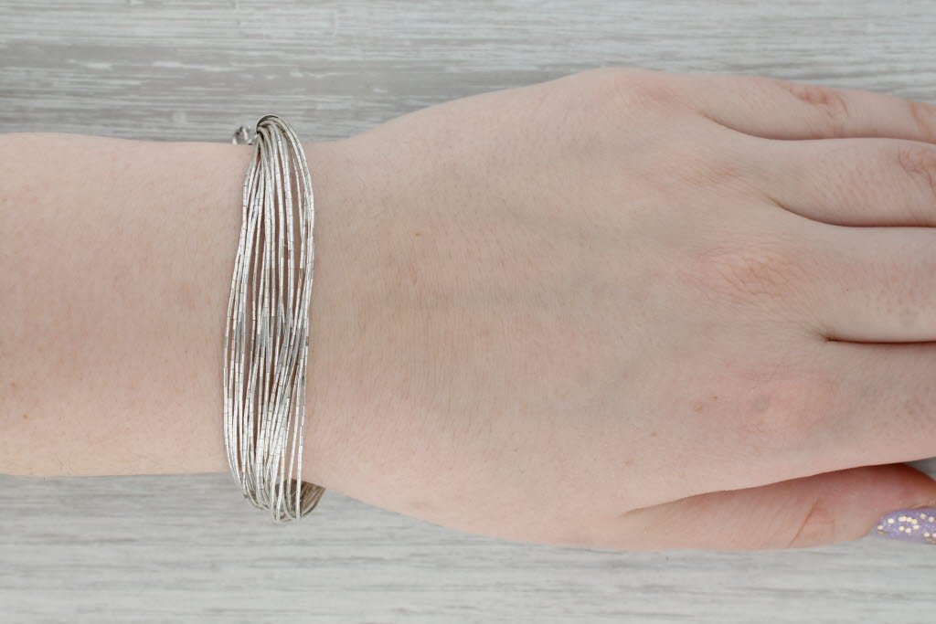 Dark Gray 6.75" Liquid Silver Bracelet Sterling Native American Vintage