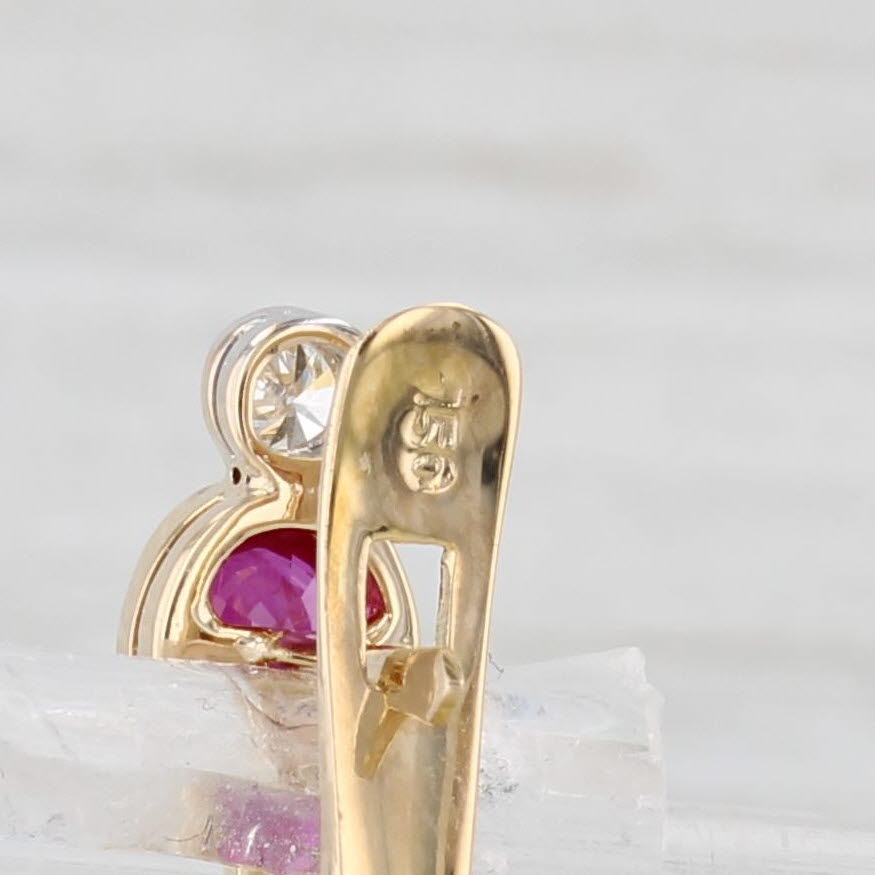 Light Gray 0.72ctw Ruby Diamond J-Hook Earrings 18k Yellow Gold Lever Backs