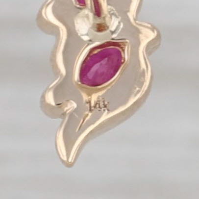 0.70ctw Ruby Diamond J-Hook Earrings 14k Yellow Gold