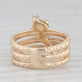 Vintage Richard Klein Coiled Snake Ring Emerald Diamond 10k Yellow Gold Size 6