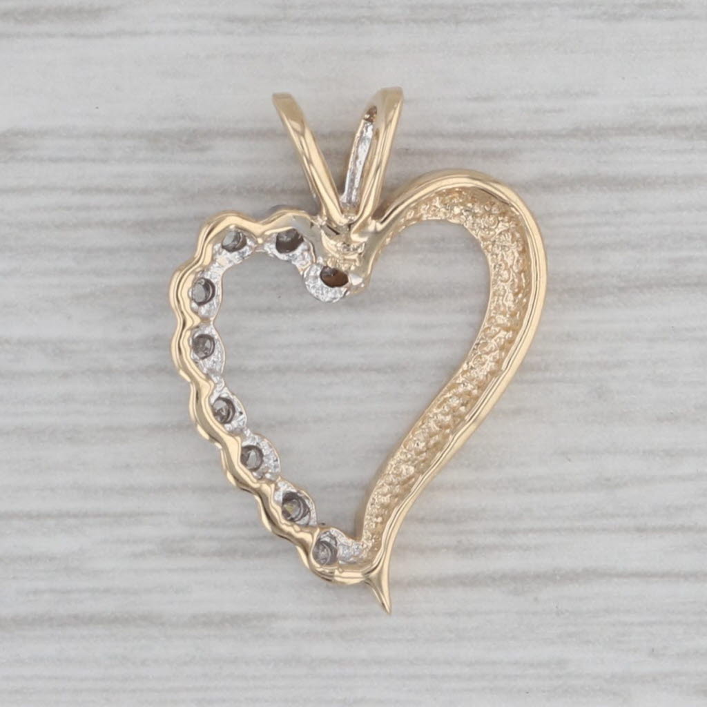 Gray Small Diamond Open Heart 14K Yellow Gold