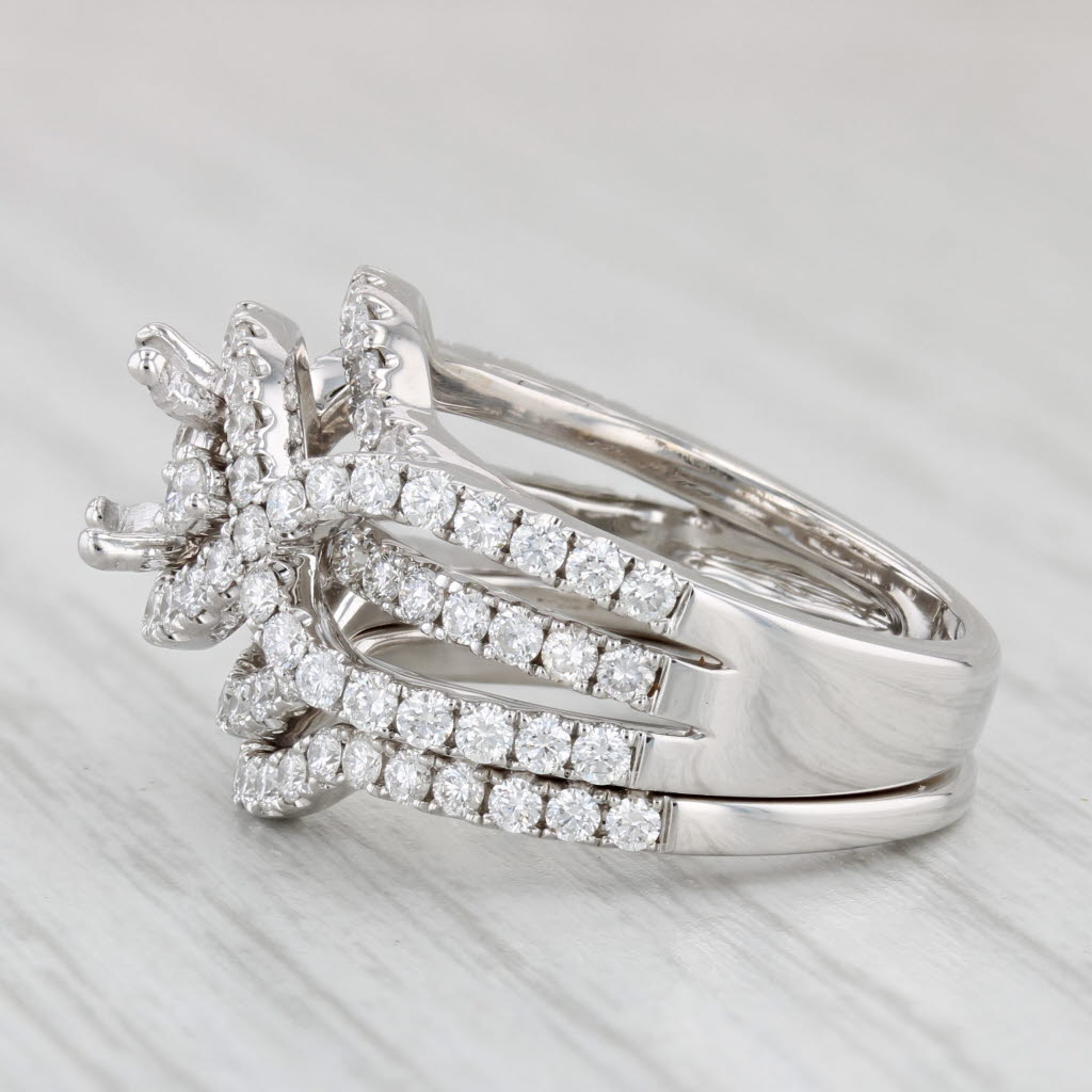 Light Gray 1.70ctw Semi Mount Engagement Ring Wedding Band Bridal Set 14k Gold Size 6.5