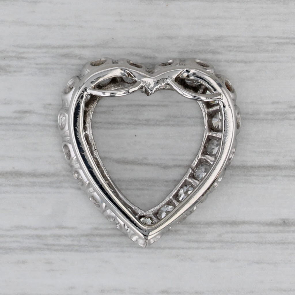 Gray Vintage Diamond Open Heart Pendant 14k White Gold