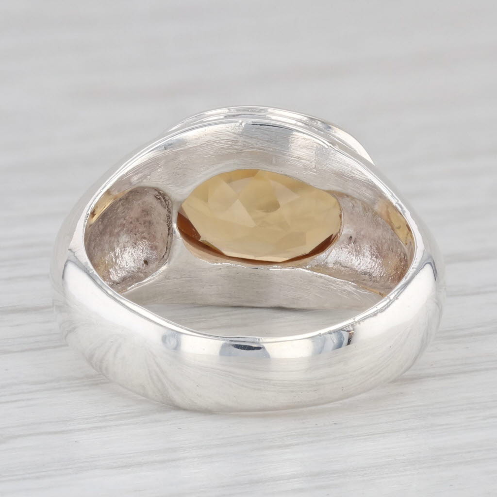 Light Gray 3.20ct Oval Orange Citrine Ring Sterling Silver Size 6.25-6.5