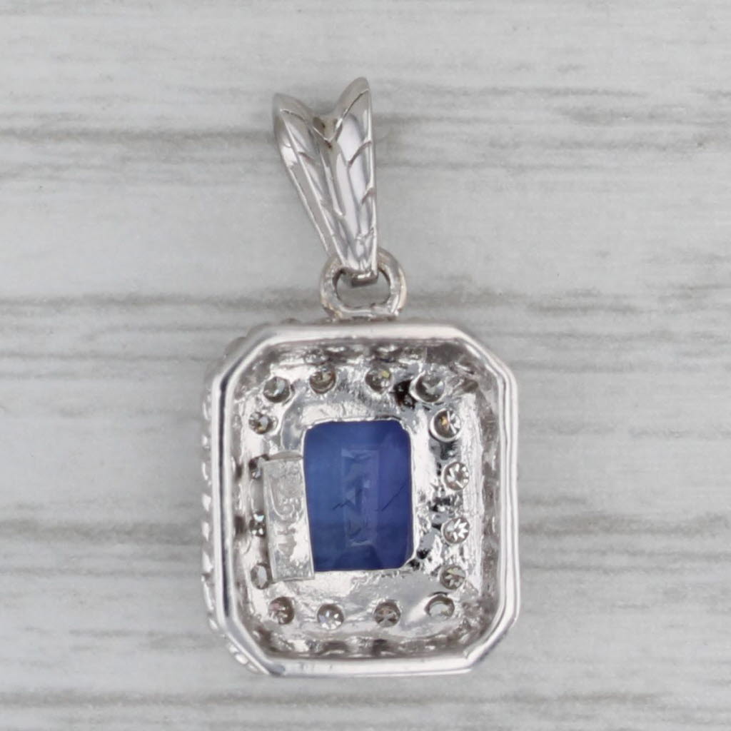 Gray 1.01ctw Tanzanite Diamond Halo Pendant 14k White Gold