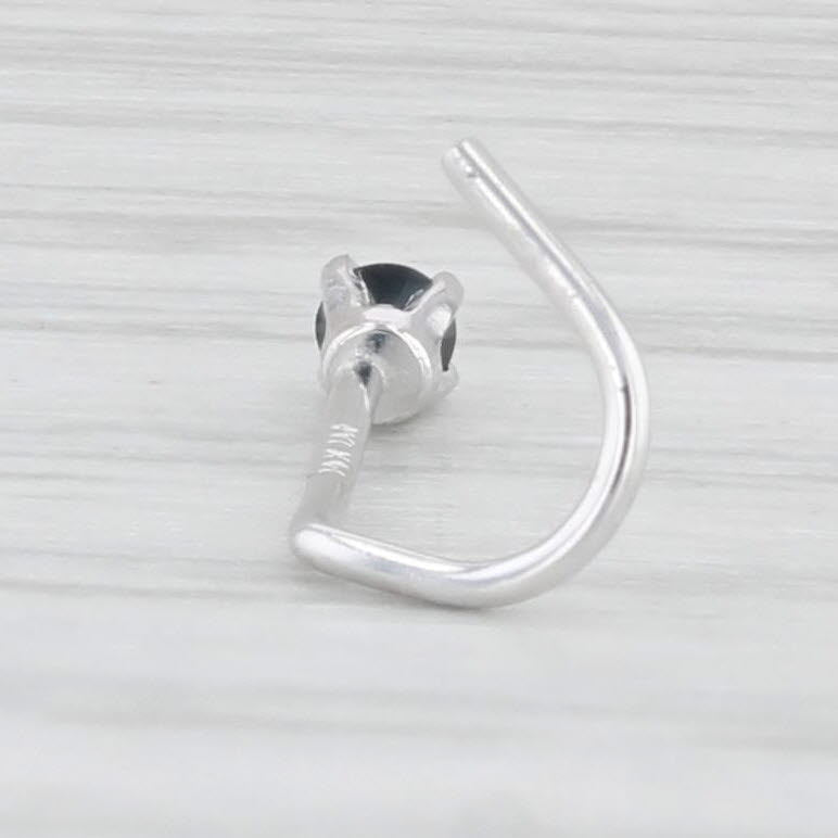 Light Gray New Black Diamond Solitaire Nose Stud Piercing 14k White Gold