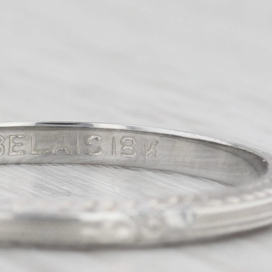 Light Gray Belais Art Deco Wheat Engraved Wedding Band 18k White Gold Size 8.25 Ring