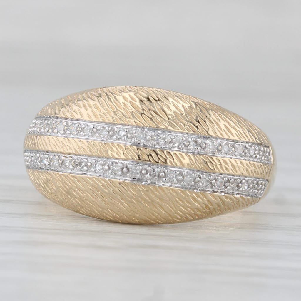 Diamond Etched Dome Ring 14k Yellow Gold Size 10