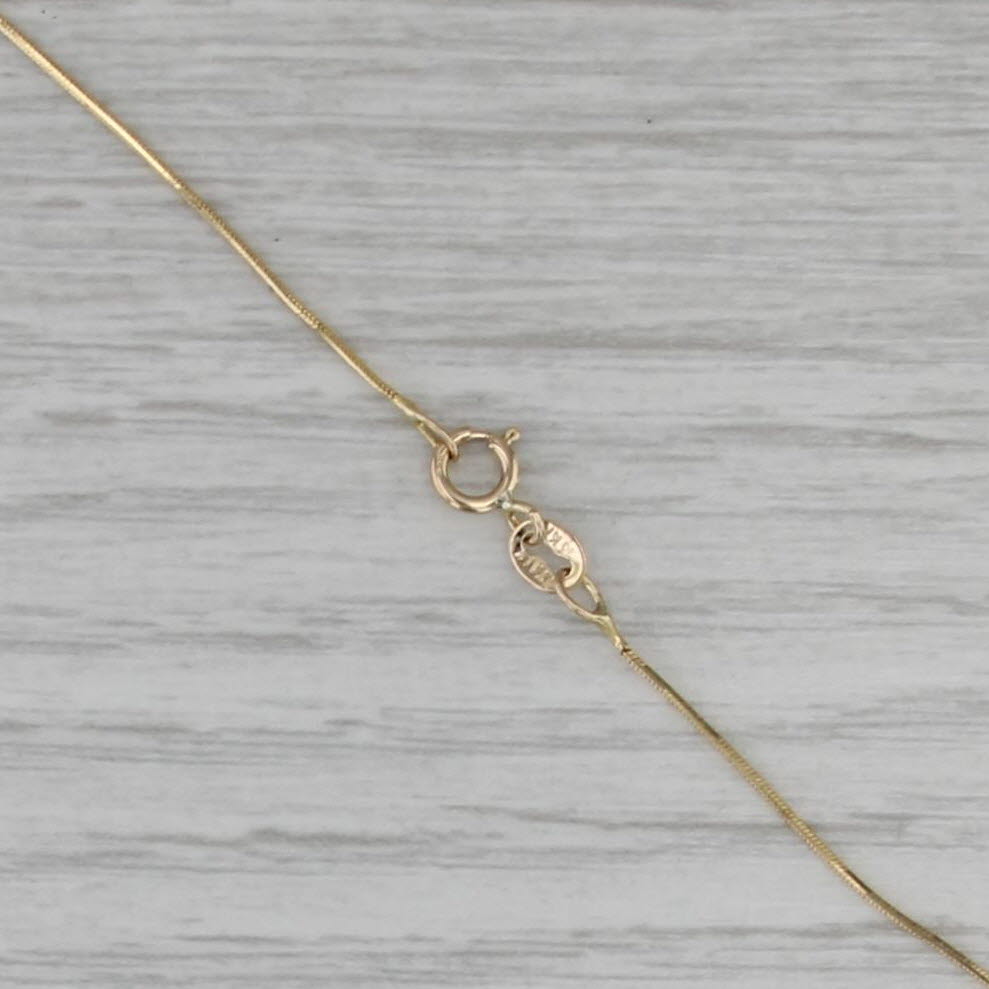 Puffy Heart Slide Pendant Necklace 14k Yellow Gold 17" Snake Chain