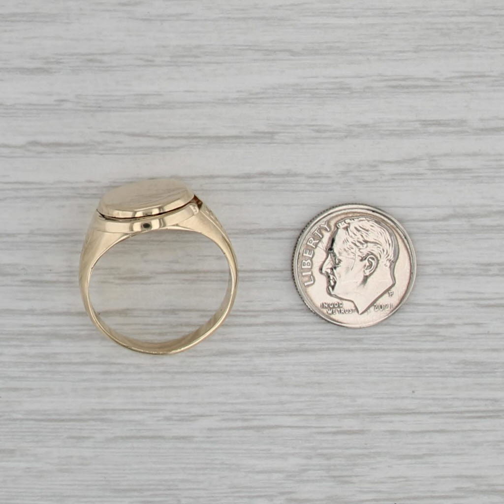 Picture Locket Ring 10k Yellow Gold Engravable Signet Size 9.75 Opens