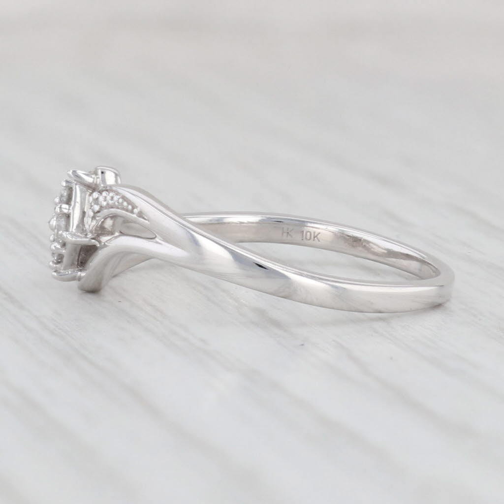 Light Gray Diamond Cluster Ring 10k White Gold Size 9.25 Engagement