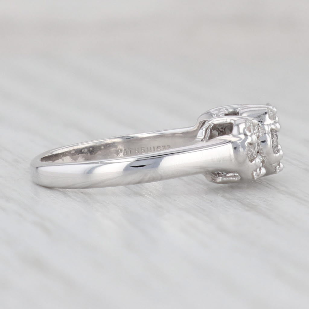 Light Gray 0.50ctw Diamond Flower Clusters Ring 14k White Gold Size 6