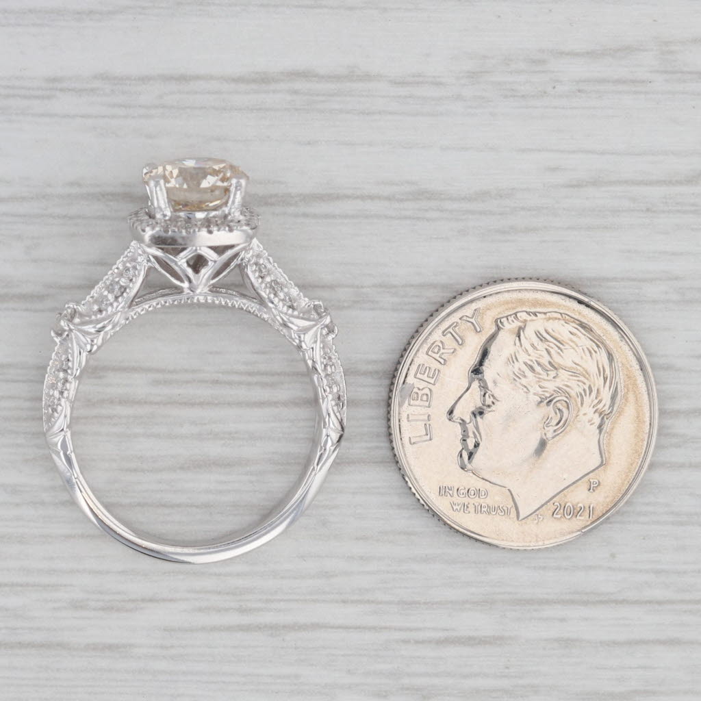 Gray 1.50ctw Round Diamond Halo Engagement Ring 14k White Gold Size 5.25 Cathedral