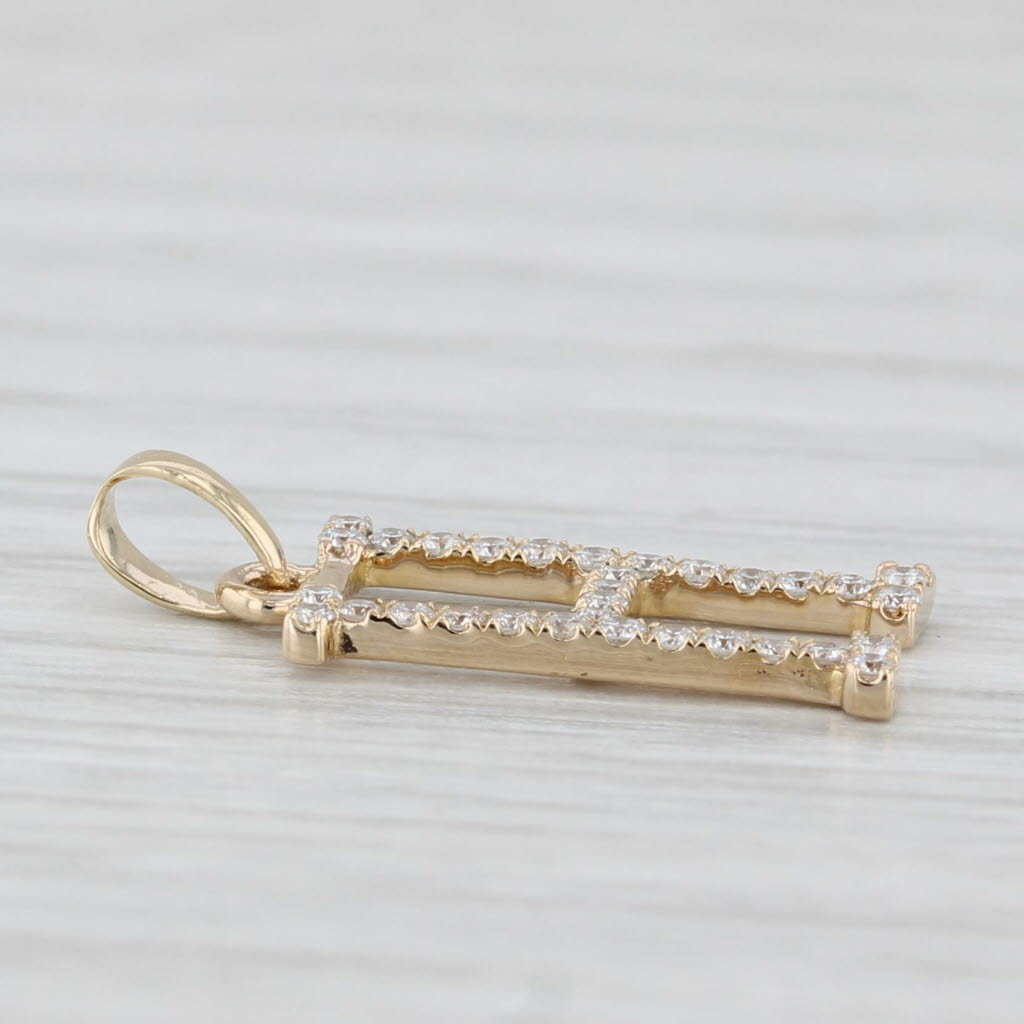Light Gray New 0.12ctw Diamond Letter Initial "H" Pendant 14k Yellow Gold