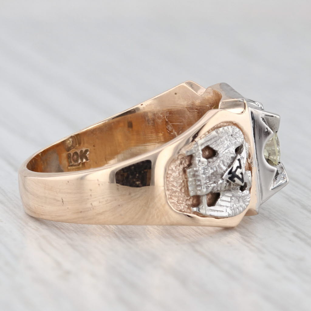 Light Gray New 0.53ct Diamond Masonic Ring 10k Gold Shriners Scottish Rite Size 10.5 GIA