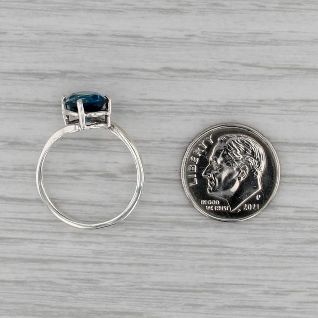 2.23ct London Blue Topaz Bypass Ring Sterling Silver Size 6.75 Oval Solitaire