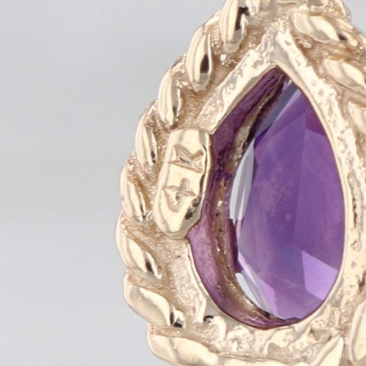 1.25ctw Amethyst Teardrop Dangle Earrings 14k Yellow Gold Pierced Drops