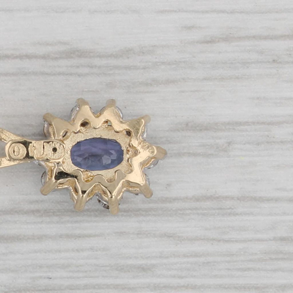 Gray 0.70ctw Oval Tanzanite Diamond Halo Pendant 14k Yellow Gold