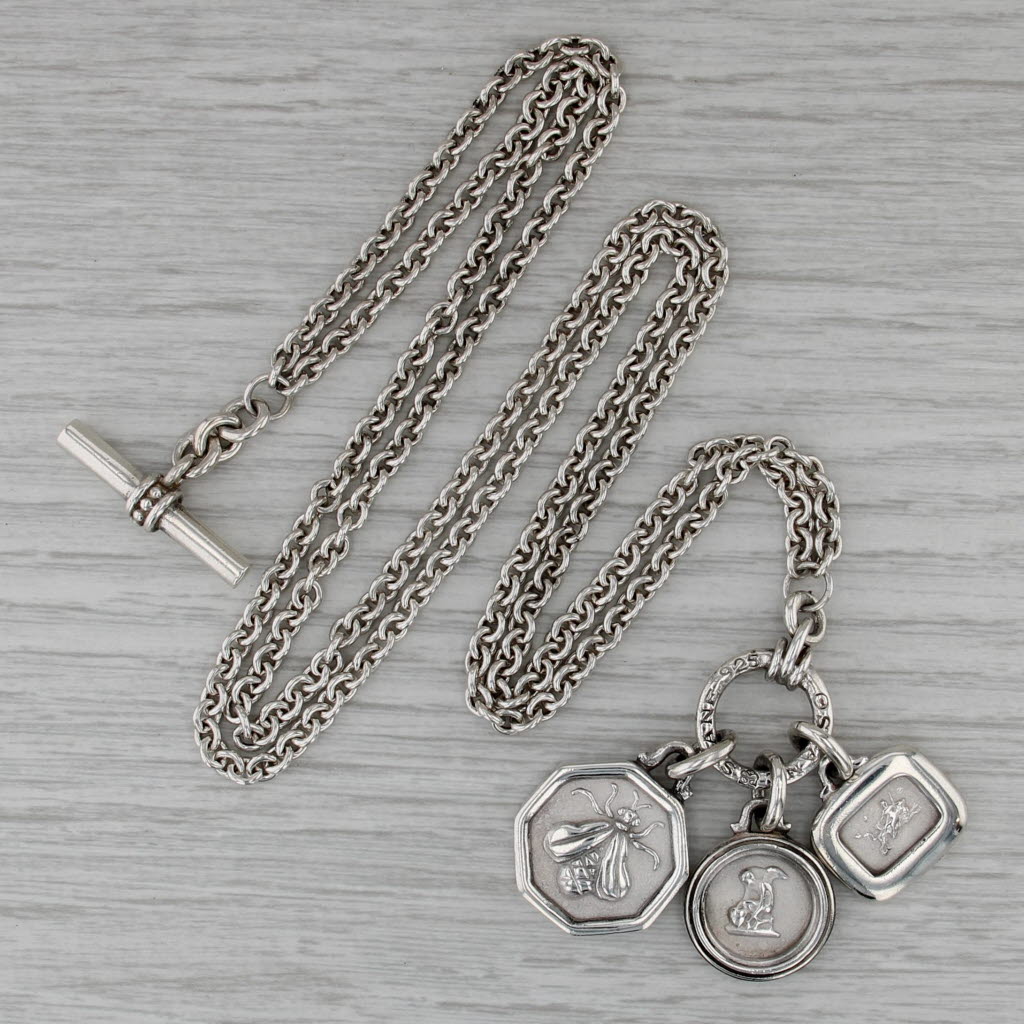 Slane & Slane Bee Eros Rhea Pendant Necklace Sterling Silver Toggle Cable Chain