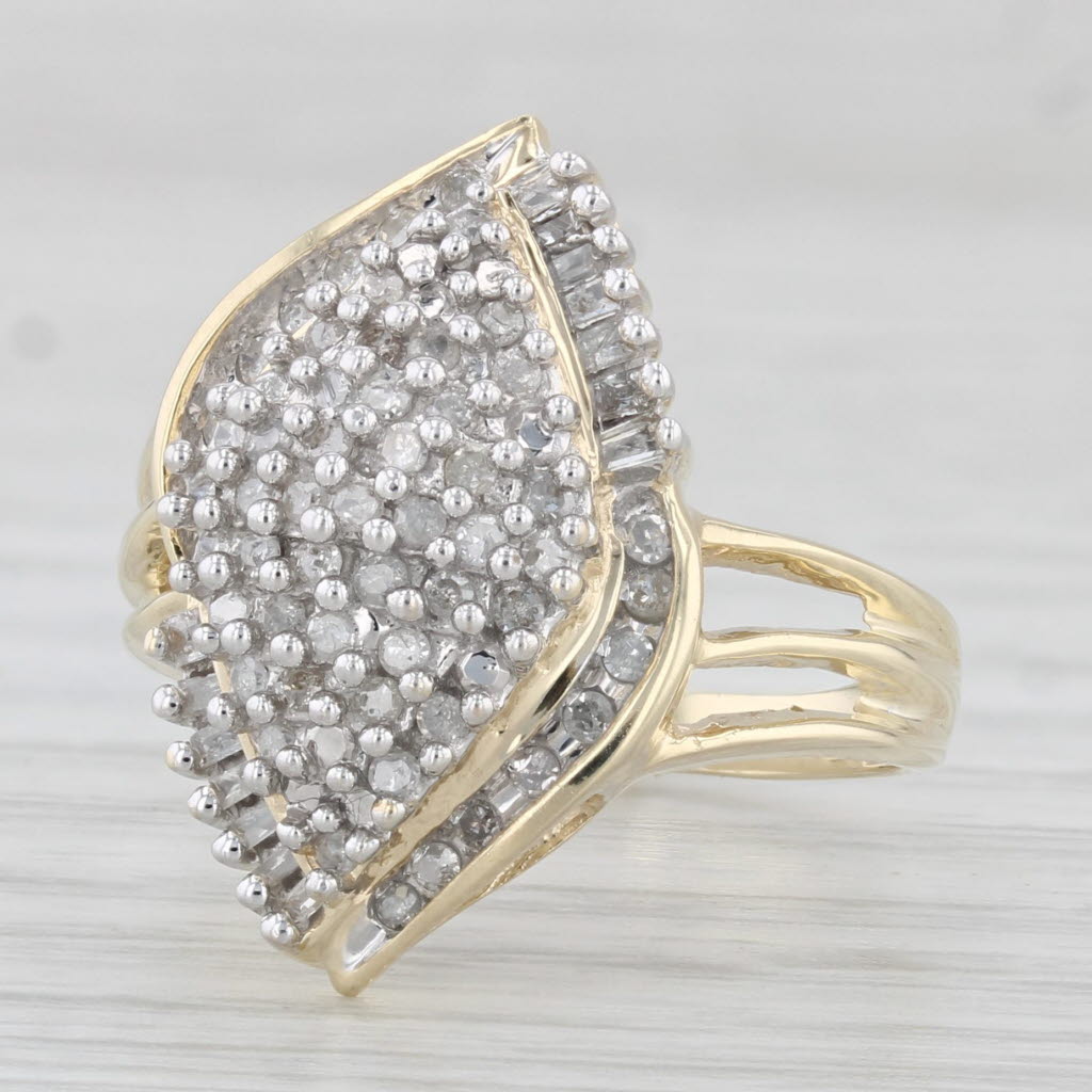 Light Gray 0.23ctw Diamond Cluster Ring 10k Yellow Gold Size 7Cocktail