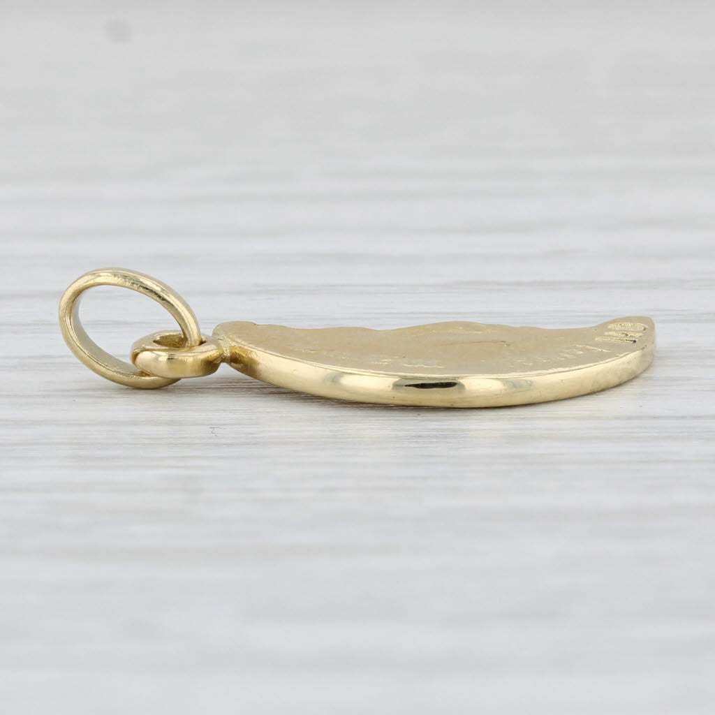 Light Gray Crescent Moon Cut Coin Pendant 18k Yellow Gold Always United Charm