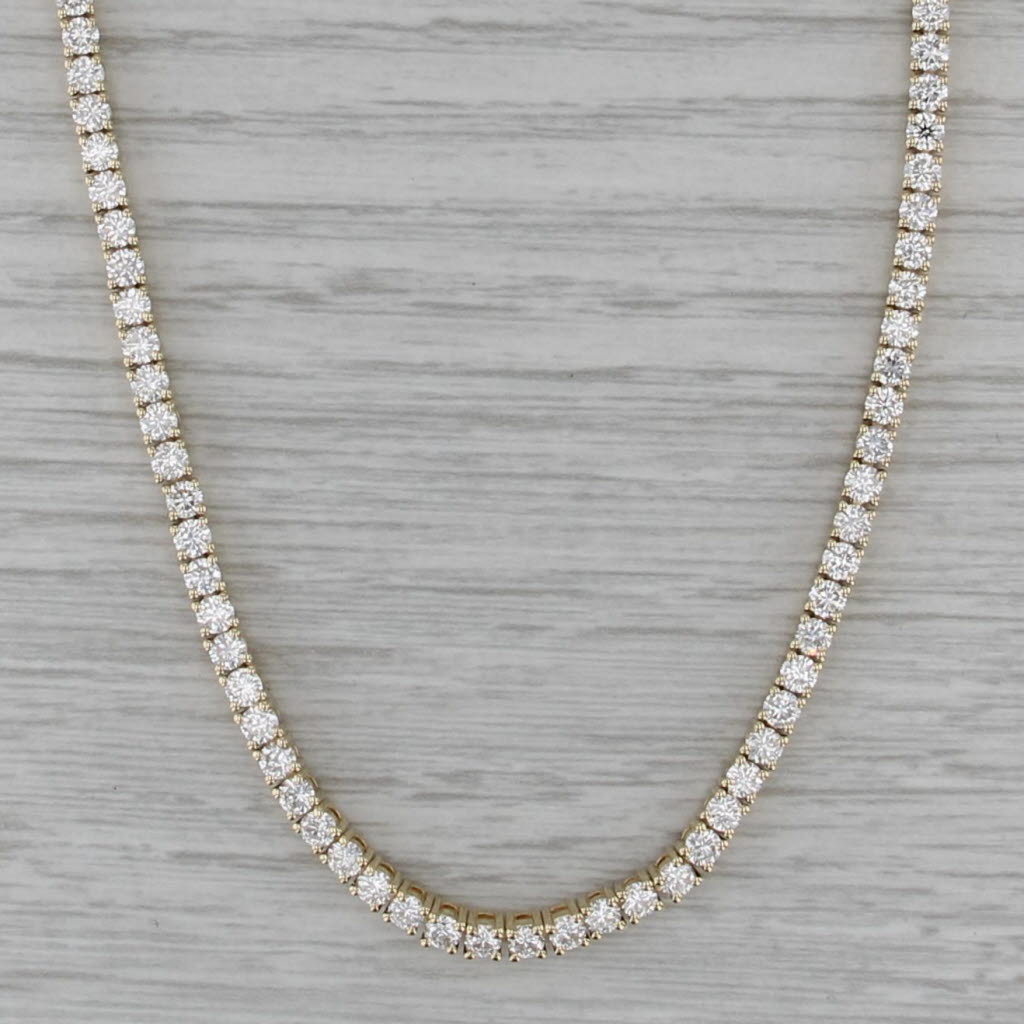 New 11.08ctw Lab Grown Diamond Tennis Necklace 14k Yellow Gold 17" VS2 F-G