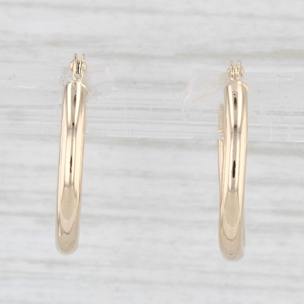 Light Gray Small Round Hoop Earrings 14k Yellow Gold Snap Top Hoops