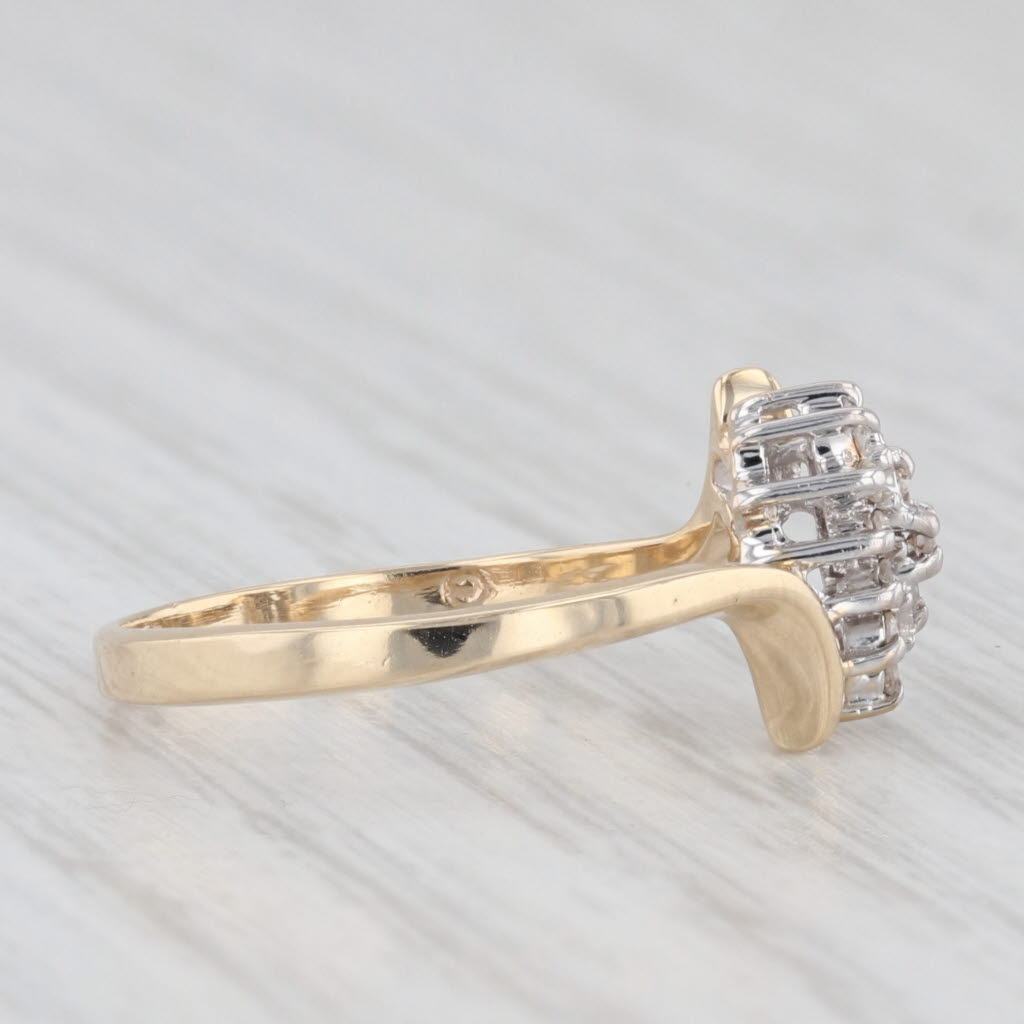Light Gray Diamond Cluster Bypass Ring 10k Yellow Gold Size 4.5