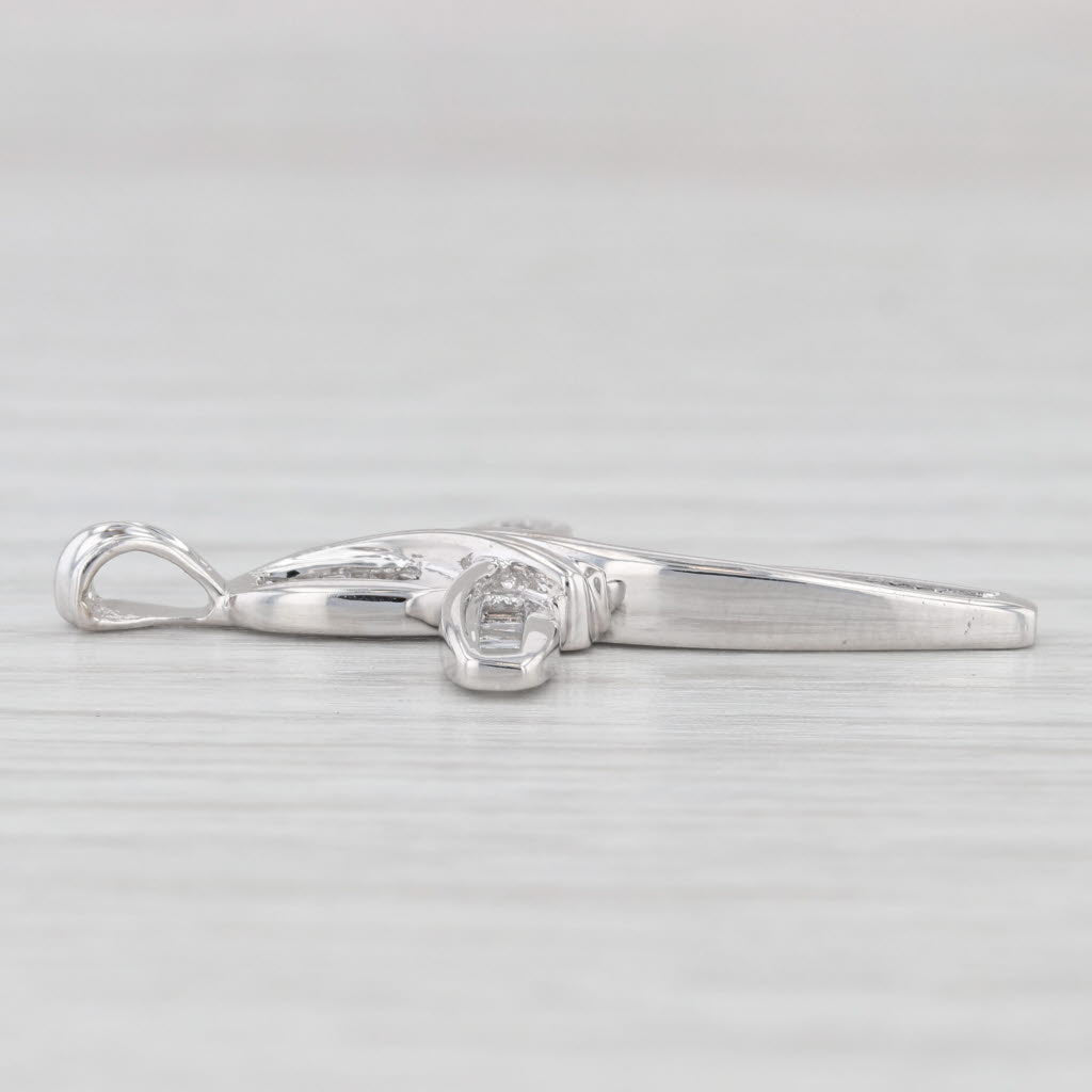 Light Gray 0.44ctw Diamond Cross Pendant 10k White Gold Religious Jewelry