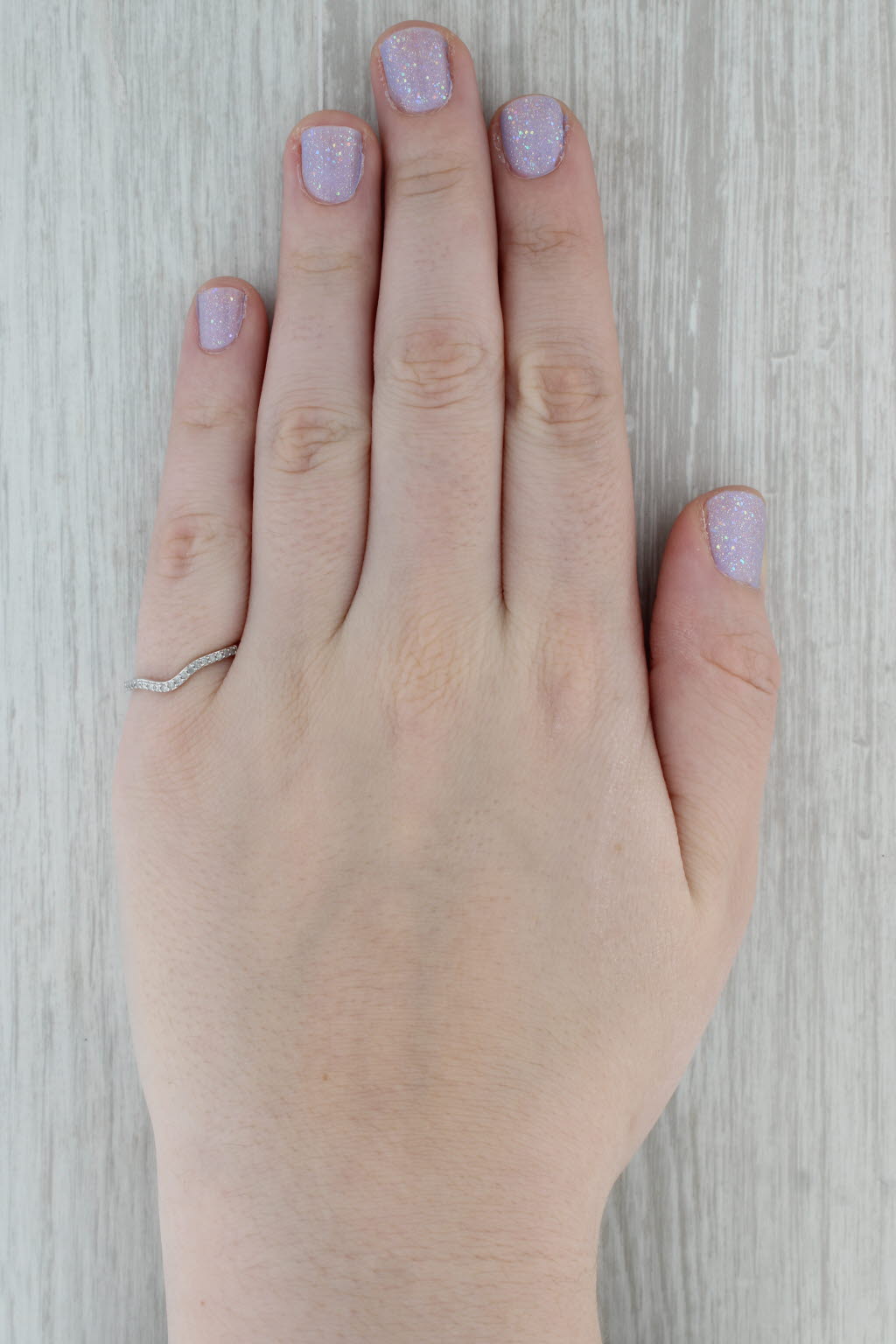 Dark Gray Contoured Wedding Band Guard 10k White Gold Size 7 Stackable Ring