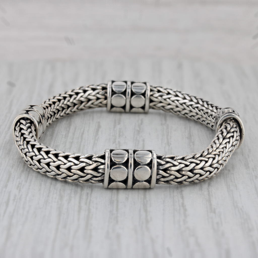 Gray John Hardy 4 Station Dot Bracelet Sterling Silver 7" Snap Clasp