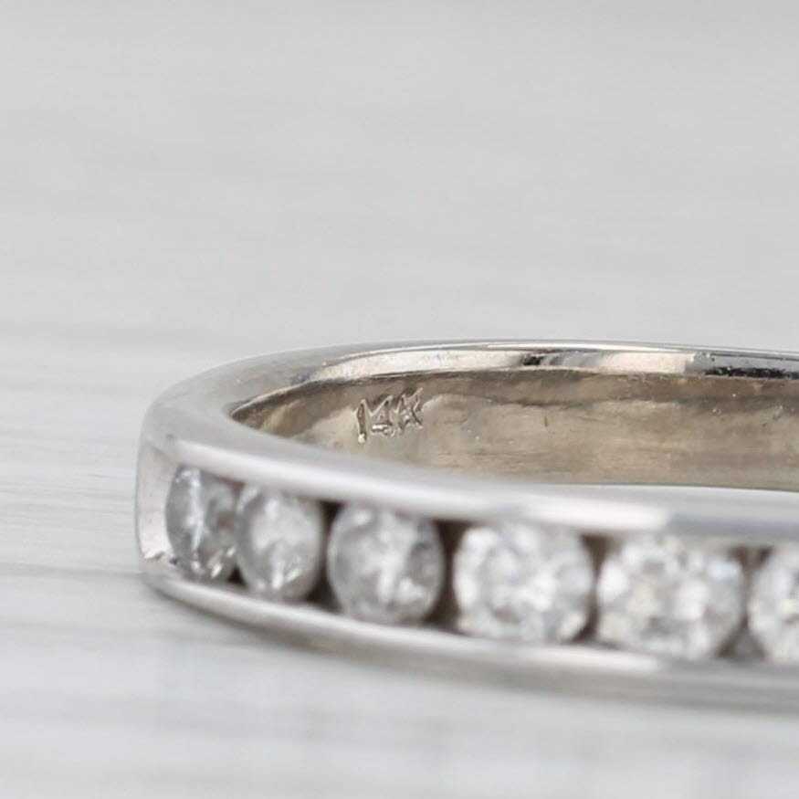 Light Gray 0.50ctw Diamond Wedding Band 14k White Gold Size 7.5 Stackable Anniversary Ring