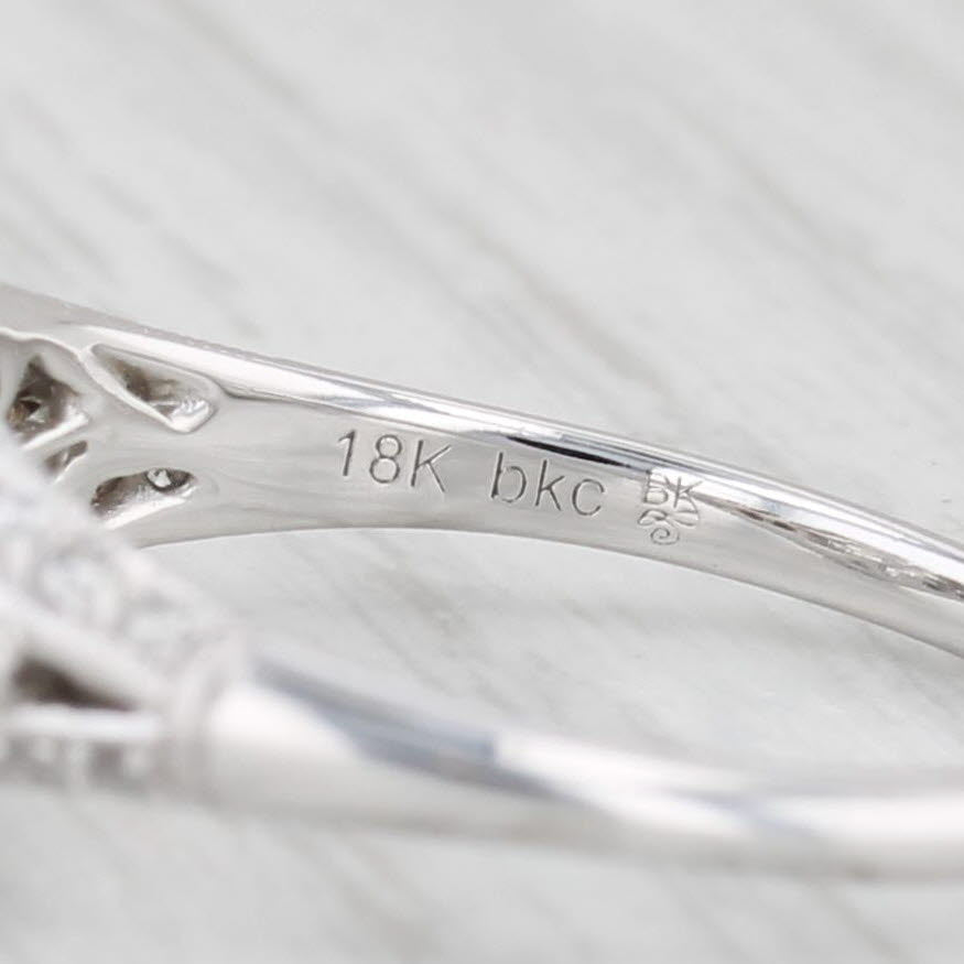 Light Gray New Beverley K Oval Semi Mount Engagement Ring 18k White Gold Diamond Size 6.75