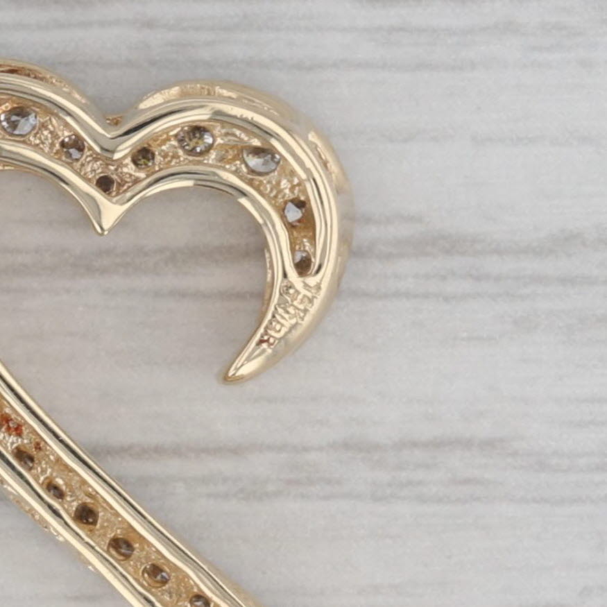 Gray 0.90ctw Diamond Open Hearts Pendant 14k Yellow Gold Statement Jane Seymour