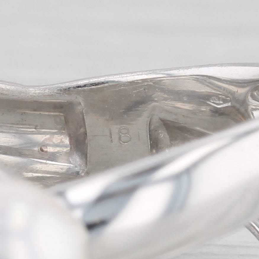 Light Gray Akoya Cultured Pearl Solitaire Ring 18k White Gold Size 8 Double Band