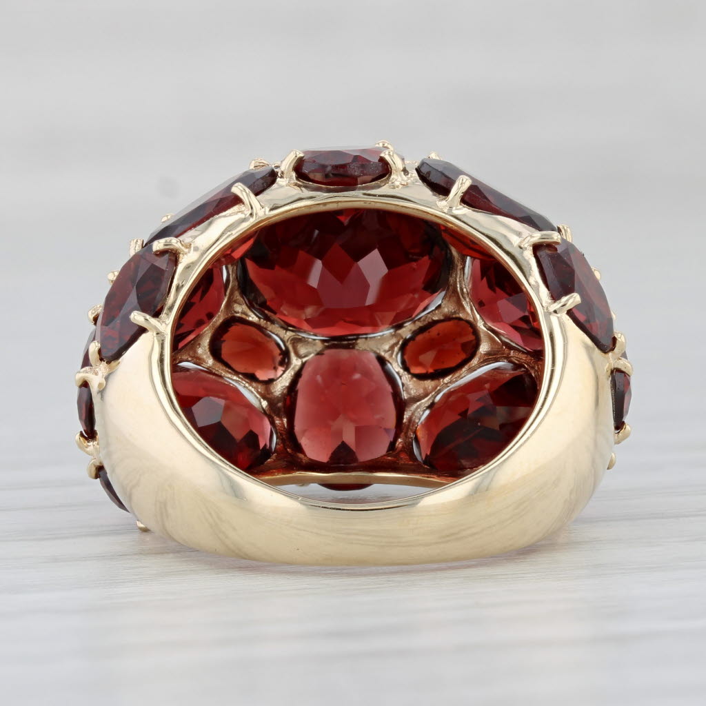 Light Gray 23.10ctw Garnet Cluster Cocktail Ring 14k Yellow Gold Size 7