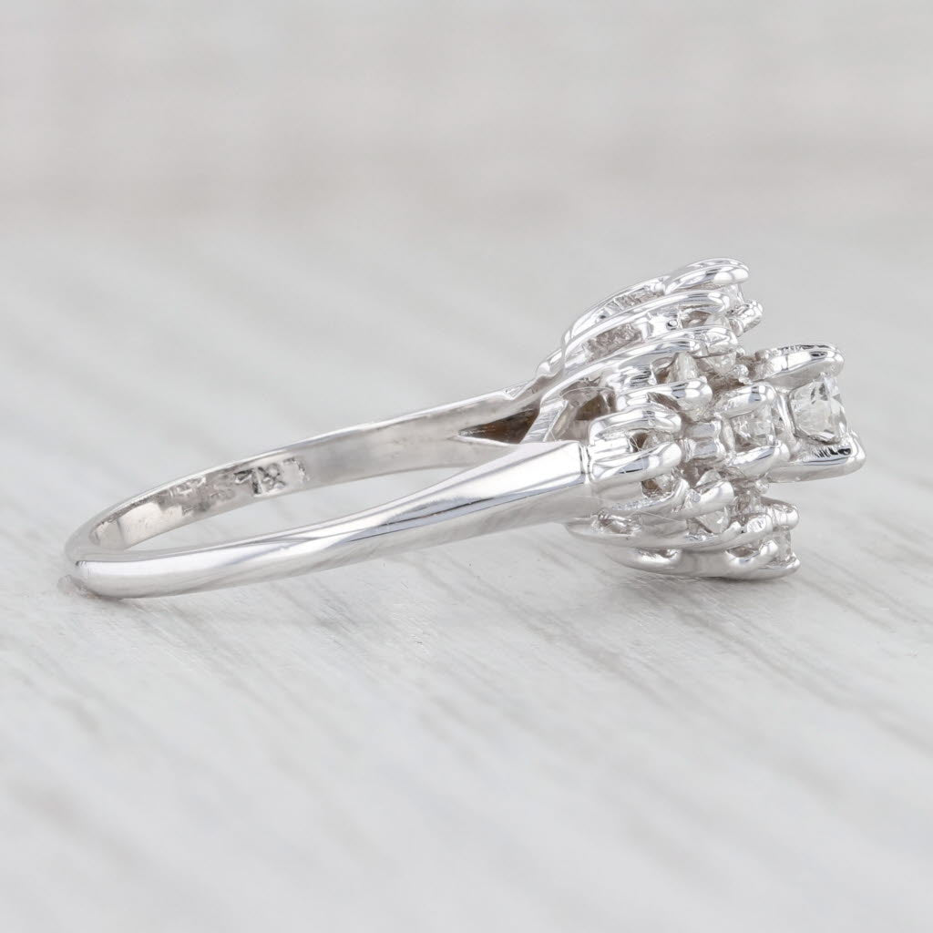 Light Gray 0.86ctw Round Diamond Cluster Ring 14k White Gold Size 7.5 Engagement Cocktail