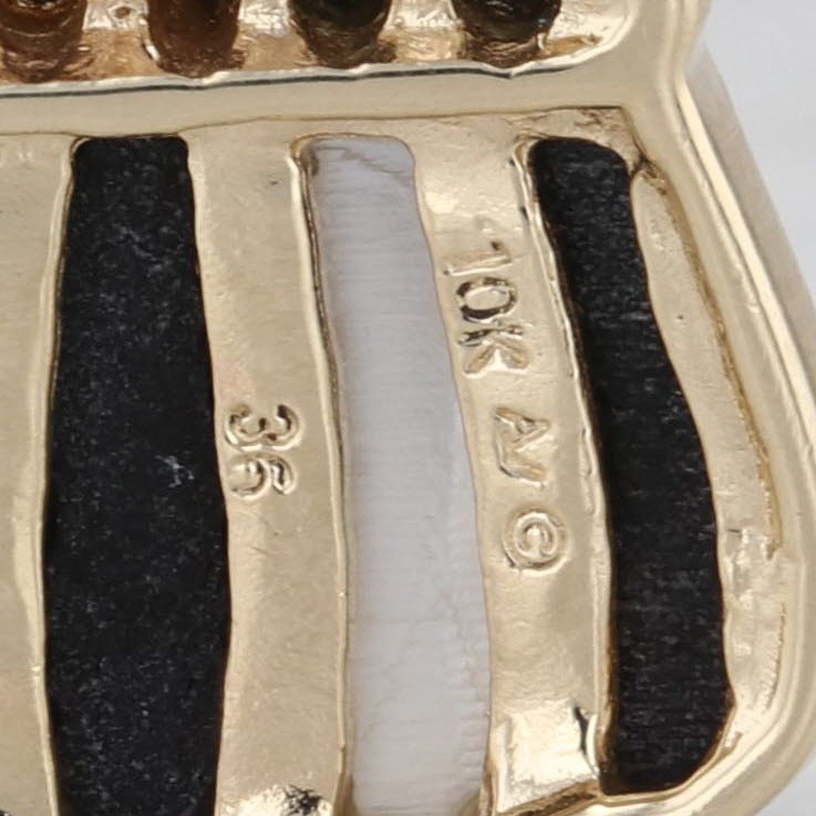 Onyx Mother of Pearl Diamond Purse Pendant 10k Yellow Gold Hand Bag Charm