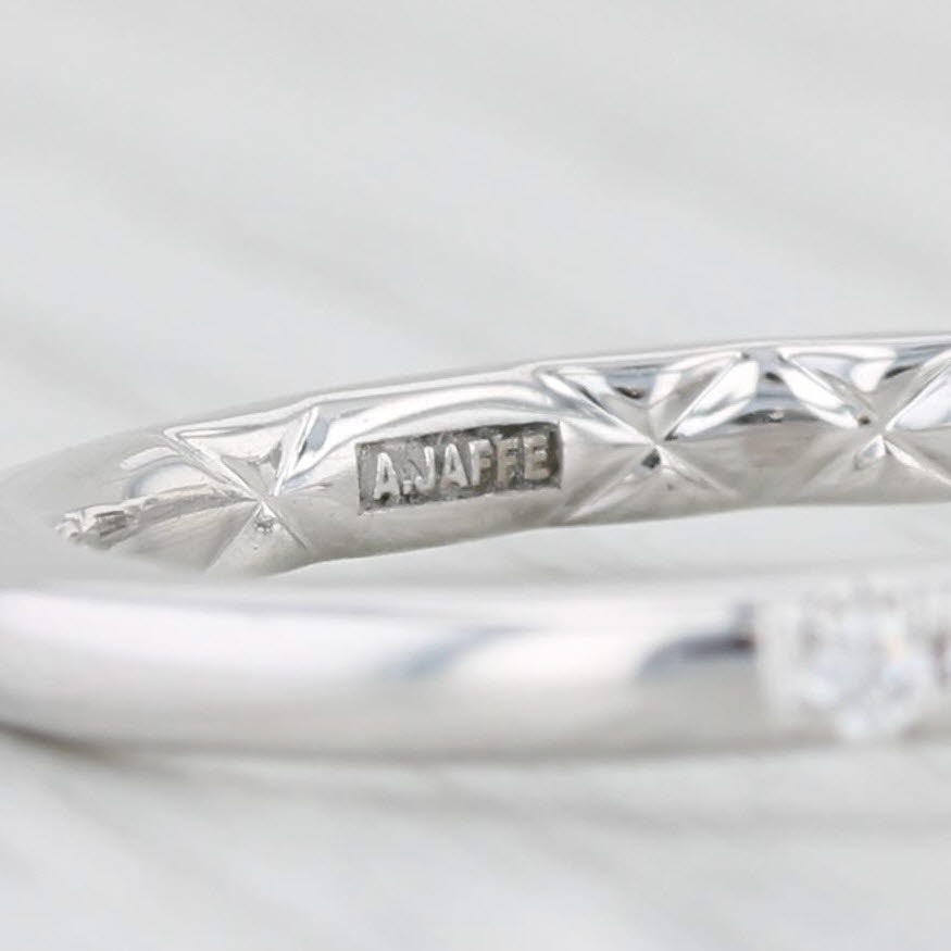 New A Jaffe Oval Diamond Semi Mount Engagement Ring 14k White Gold Size 6
