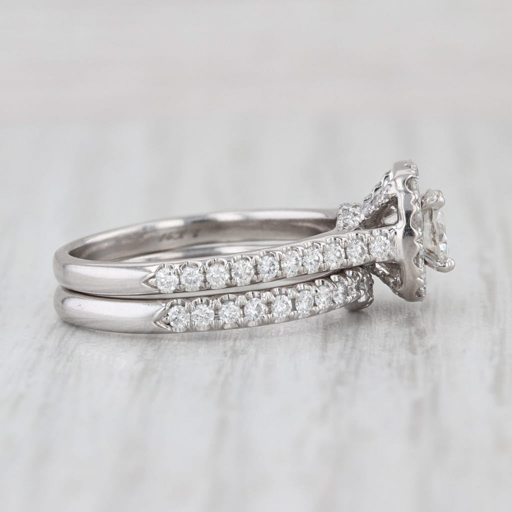 Neil Lane 1.51ctw Diamond Halo Engagement Ring Wedding Band Bridal Set 14k Gold