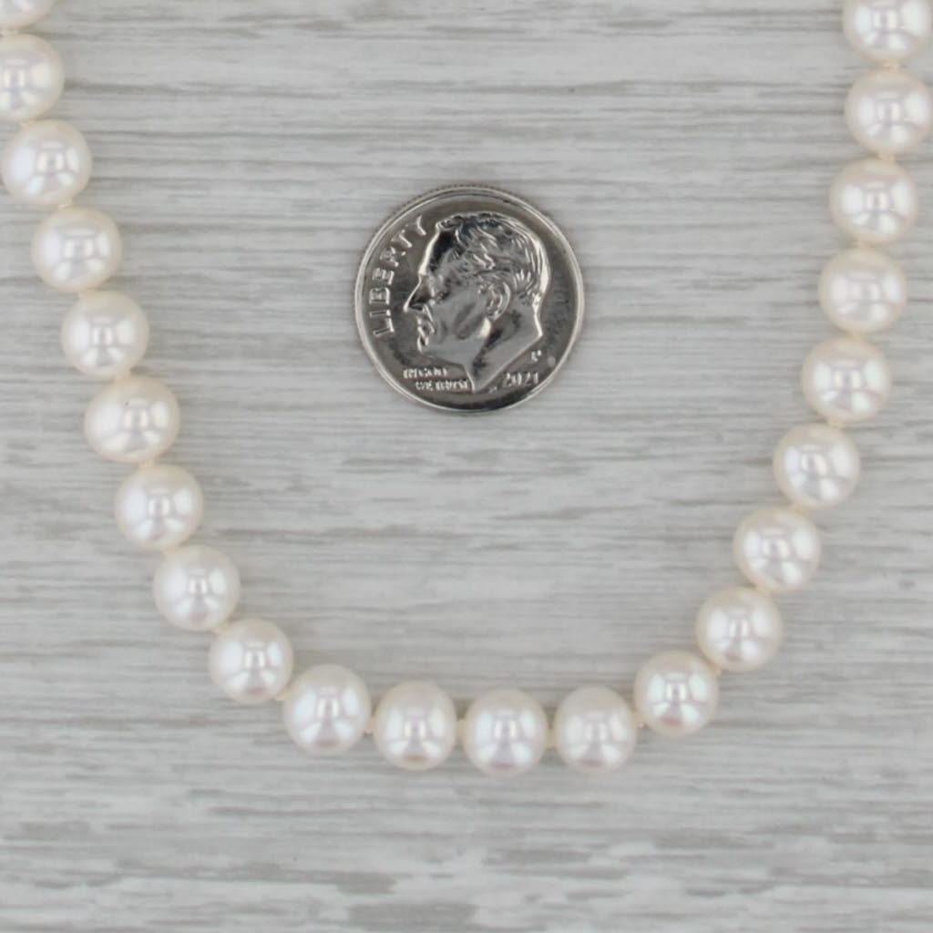 Cultured Pearl Bead Necklace 14k Gold 30" Long Single Strand