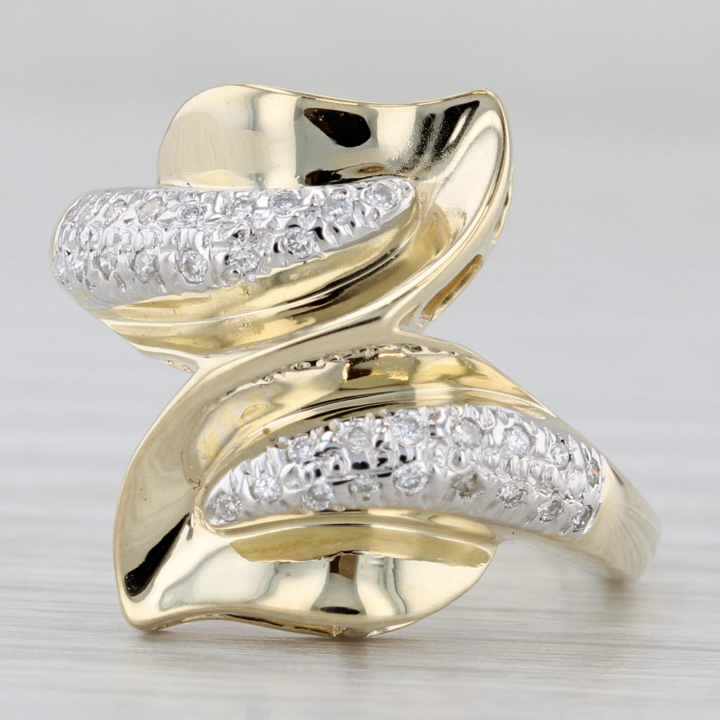 Gray 0.15ctw Diamond Bypass Ring 14k Yellow Gold Size 8