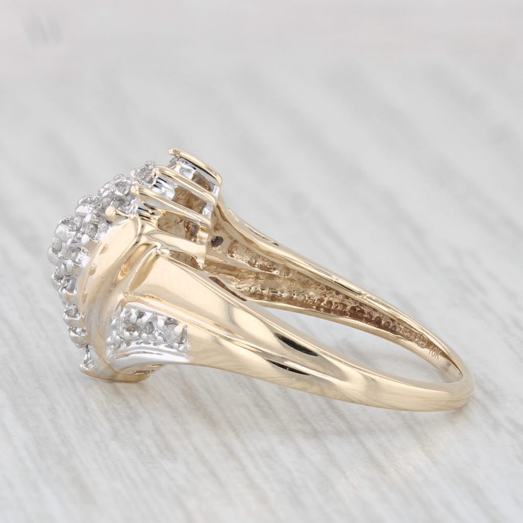 Light Gray 0.14ctw Diamond Cluster Bypass Ring 10k Yellow Gold Size 5.5