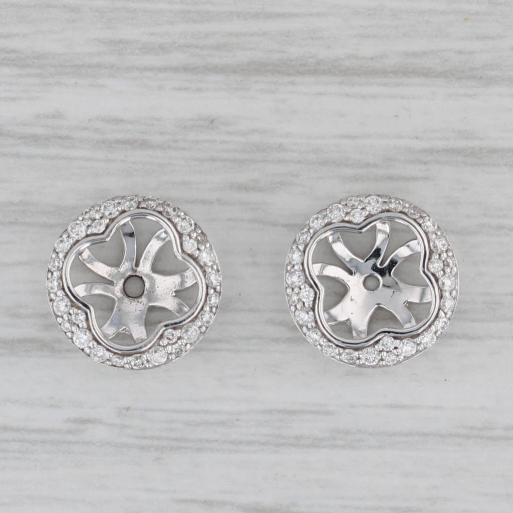 Gray New 0.25ctw Diamond Clover Halo Earring Jackets Enhancers 18k Gold for Studs