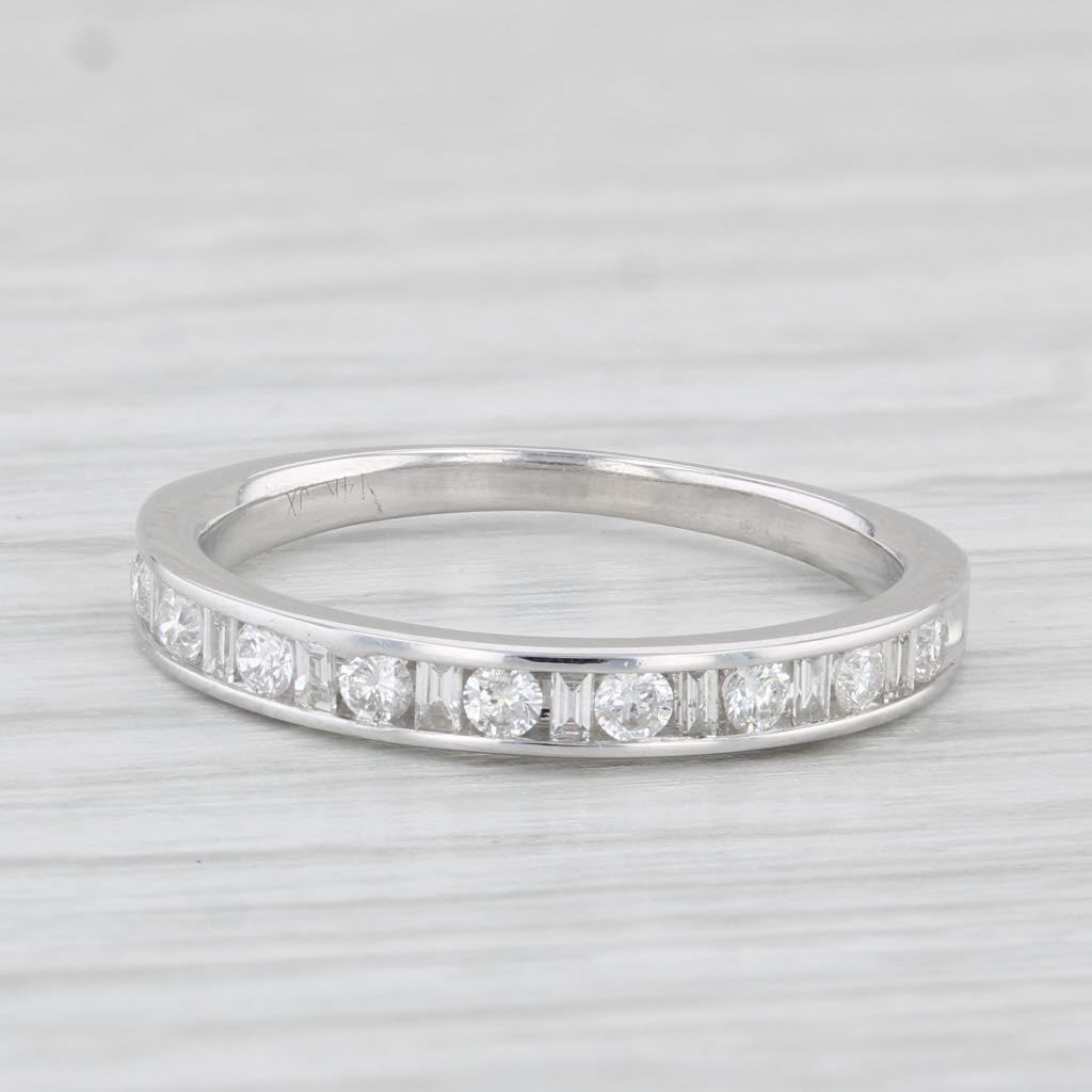 Light Gray 0.36ctw Diamond Wedding Band 14k White Gold Size 5.25 Stackable Anniversary Ring